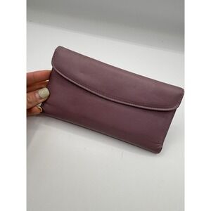 Buxton Genuine Leather‎ Purple Snap Wallet Kiss Lock Coin Pouch
